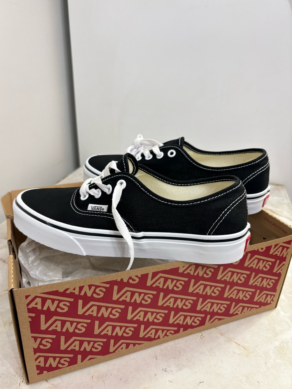Authentic Vans Black and White Low-Top Canvas Sneakers